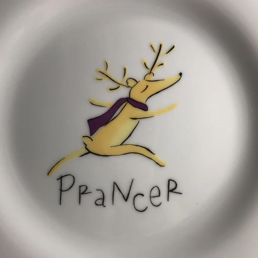Pottery Barn Retired Reindeer Prancer Luncheon Salad Dessert Plate 8 1/2”